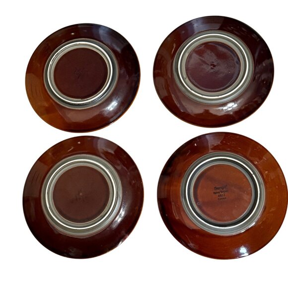 4 Sango Nova Brown 4933 Stoneware Luncheon Plates 8" Diameter Earthy Tones -B - Picture 2 of 4